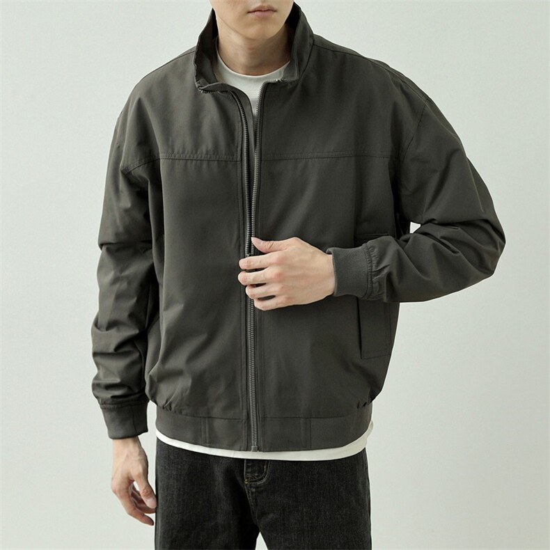 美式通勤立领工装夹克男秋季纯色宽松飞行教练三防行政风外套男，男装夹克，星座410-6（原星座1304-1）