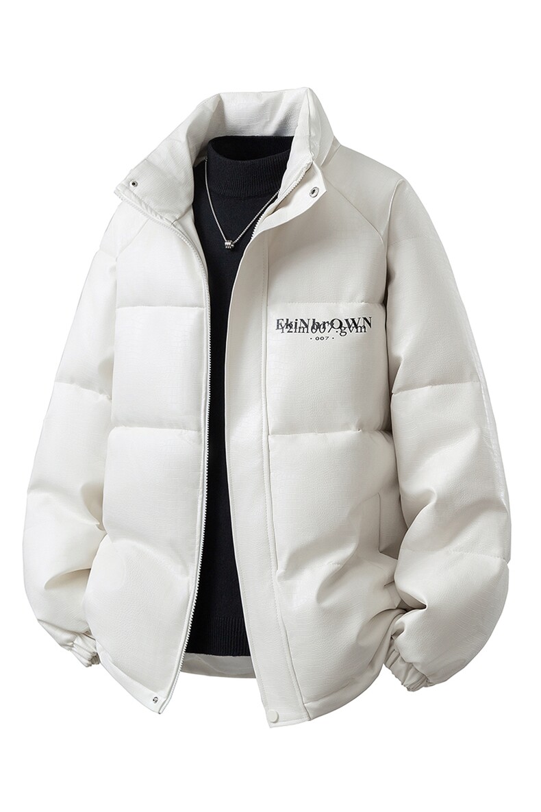鳄鱼纹印花设计大码M-5XL手塞棉夹克PU皮棉服外套男8507P120控158,男装夹克,星座227-7