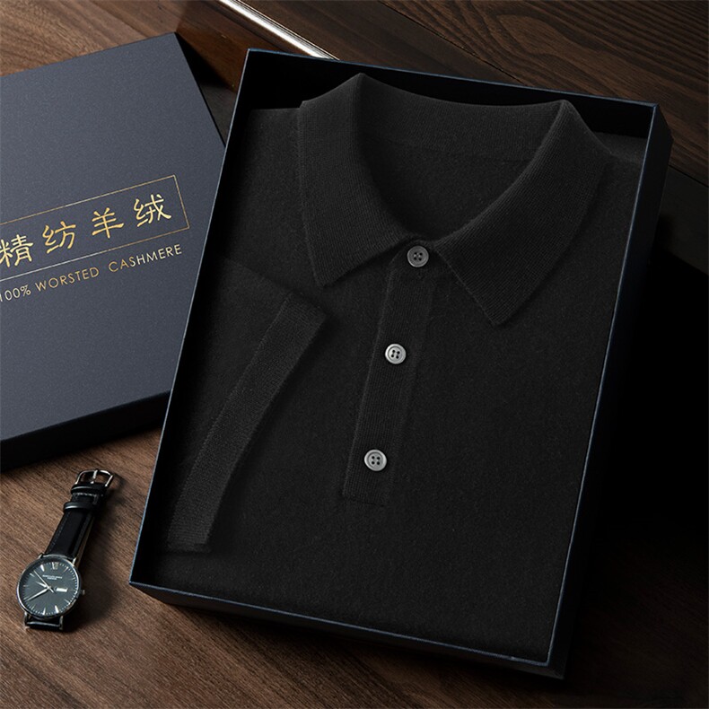 夏季新款Polo领针织短袖时尚百搭,男装T恤,曼云男装羊绒