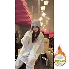 480G重磅加绒硬挺boxy男女秋冬美式高街结构双拉链开衫卫衣厚外套，女装短外套，电商A486