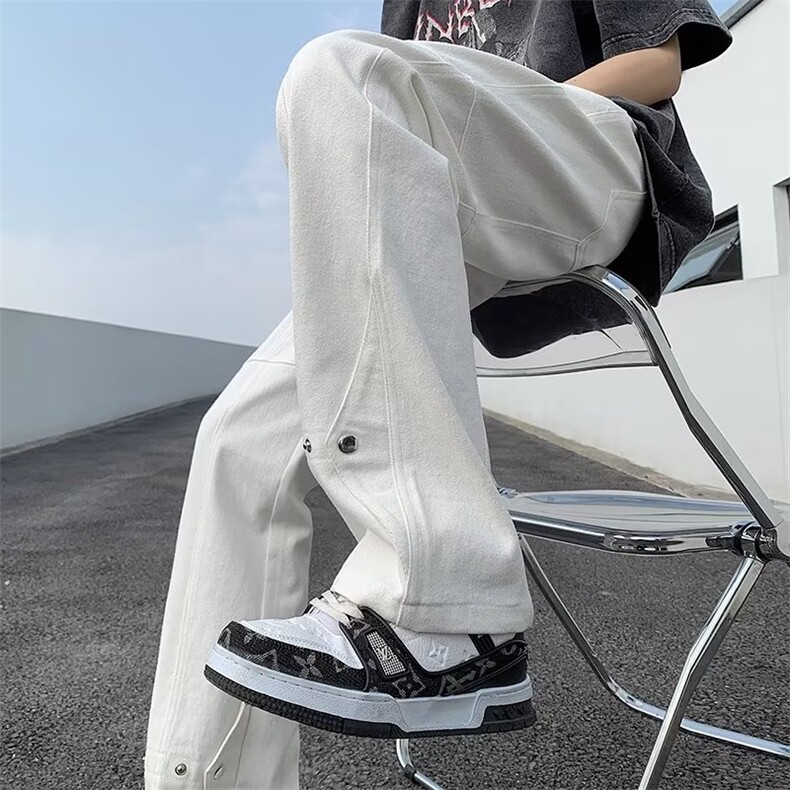 微喇叭牛仔裤男春季美式潮流高街长裤vibe风解构裤子N6099-p48图片