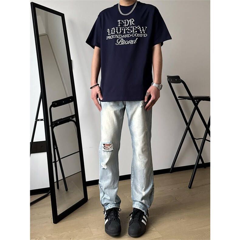 网图有货夏季FDR美式珍珠运动短袖t恤男女情侣宽松上衣A624-P40,男装T恤,星座1505