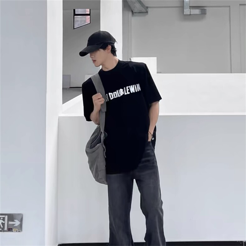 软金属印花垫肩T恤纯棉短袖宽松设计感半袖1213-T2429-P35网图,男装T恤,星座1213