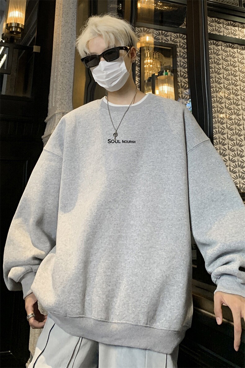 ！圆领卫衣男装港风长袖T恤男外套男WY256-特P23,男装T恤,电商B367