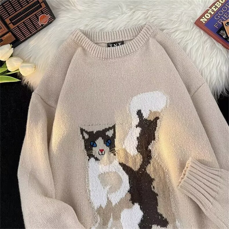 慵懒温柔风可爱猫咪软糯毛衣男秋冬高级感小个子针织上衣M319/P55,男装针织衫/毛衣,星座506B