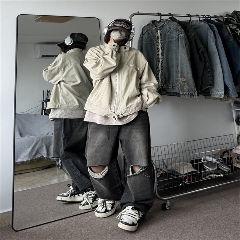 牛仔外套男春季复古日系飞行员夹克高级感痞帅工装衣服JK1109-P78,男装工装外套,星座1103-3