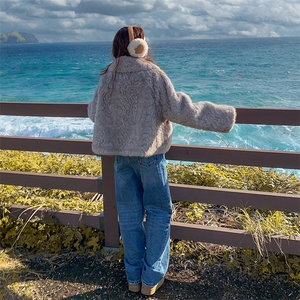 小个子皮毛一体毛毛外套女秋冬季2025新款环保皮草仿水貂毛上衣潮图片
