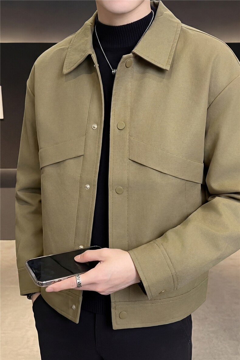 轻熟风高端短款宽松韩版大衣外套风衣夹克男A236-FY8015-P115,男装夹克,电商A236