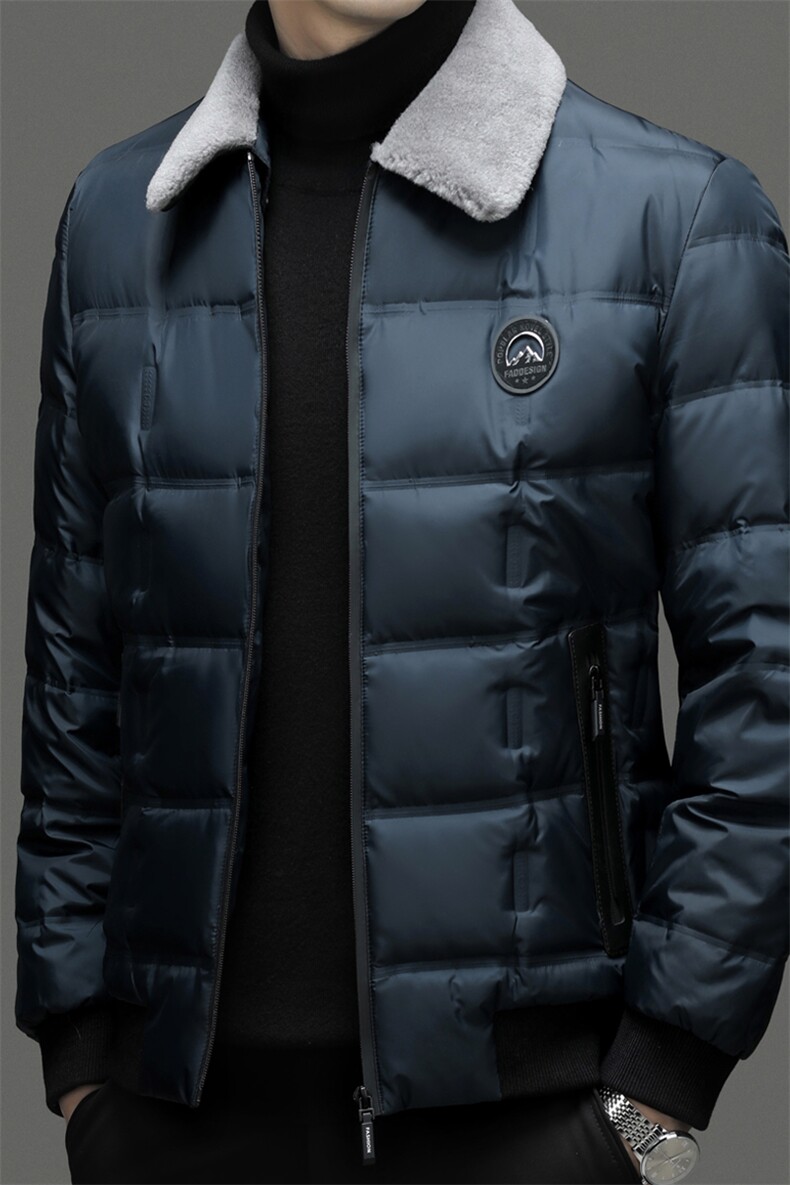 男士翻领可脱卸羊毛毛领羽绒服冬季中年爸爸装加厚保暖白鸭绒外套,男装羽绒服,电商B212（原钱塘6029）