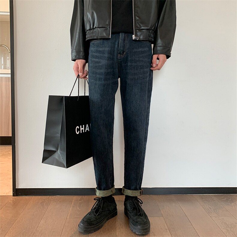小直筒牛仔裤男秋冬季潮高街痞帅裤子修身小脚裤B381-2/8701/P68,男装牛仔裤,电商B381-2