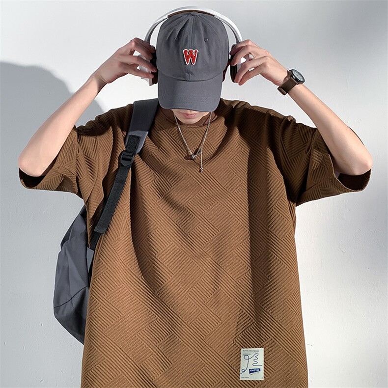 T902P30光影墙重磅350克休闲时尚潮牌半袖男士宽松T恤短袖上衣,男装T恤,电商A026-1