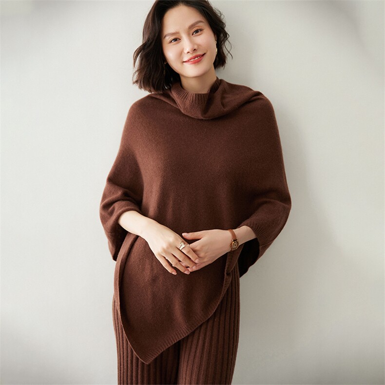 时尚百搭红色羊绒披肩女士秋冬保暖斗篷外套,饰品披肩,迎冬羊绒