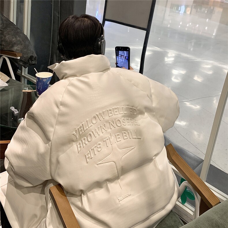 港风鳄鱼纹钢印字母图案设计大码休闲潮流棉衣男MY77727P128控168，男装棉衣，星座227-7