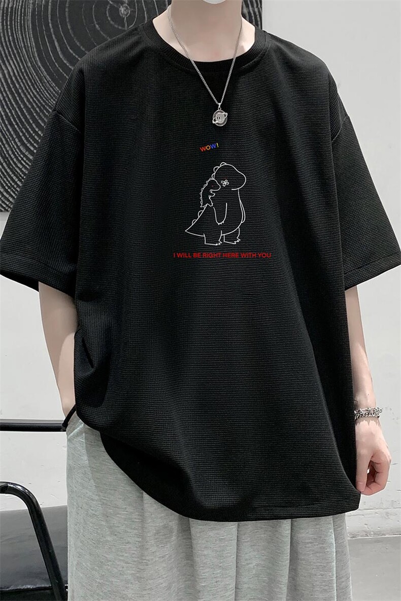 HT73140-P22华夫格t恤男短袖男大码五分袖大皂风,男装T恤,电商A040
