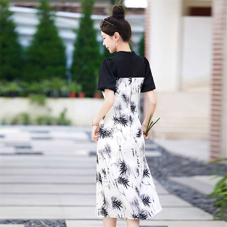 新中式国风连衣裙女2024夏季新款时尚气质印花年轻款日常改良旗袍,商品下架区,韩然一族