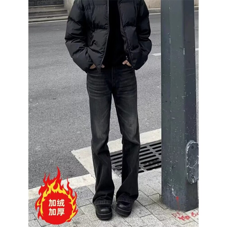 美式复古闪电裂纹牛仔裤加绒加厚直筒裤拖地阔腿裤K8002-P52网图,男装牛仔裤,电商B245