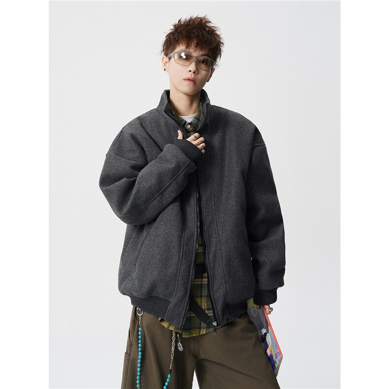 现货-廓形松立领夹棉美式冬季呢料保暖外套218-7-M138-P95-控158,男装棉衣,星座218-7