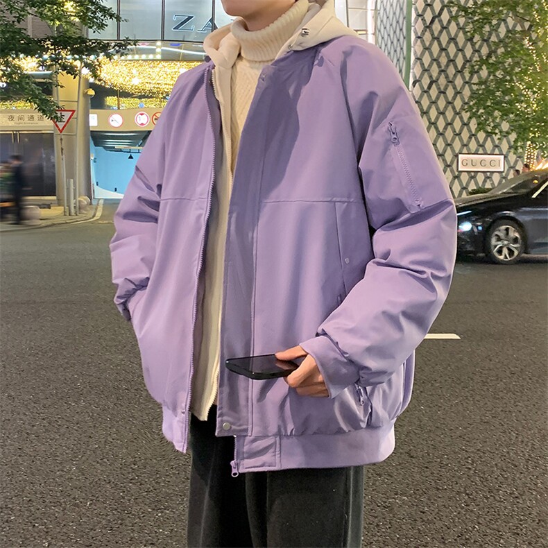 美式假两件棉服外套男2026秋冬校园风宽松棉衣夹克 A436-2583-P95图片