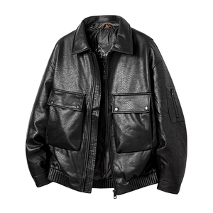 高定纳帕纹90鸭绒加厚皮衣羽绒服男士2025冬季新款羽绒外套图片