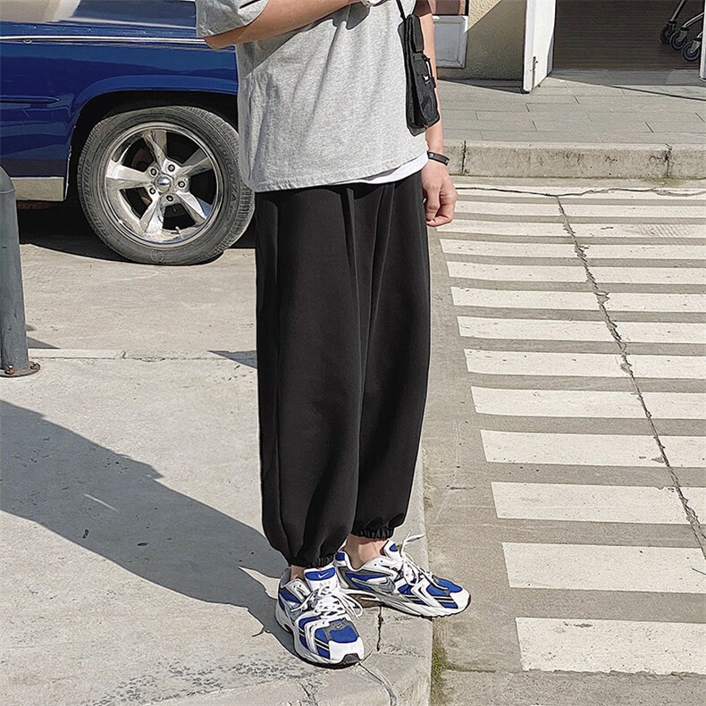 简约薄款时尚纯色休闲长裤男束脚直筒阔腿灯笼裤男DS752T,男装休闲裤,电商A102