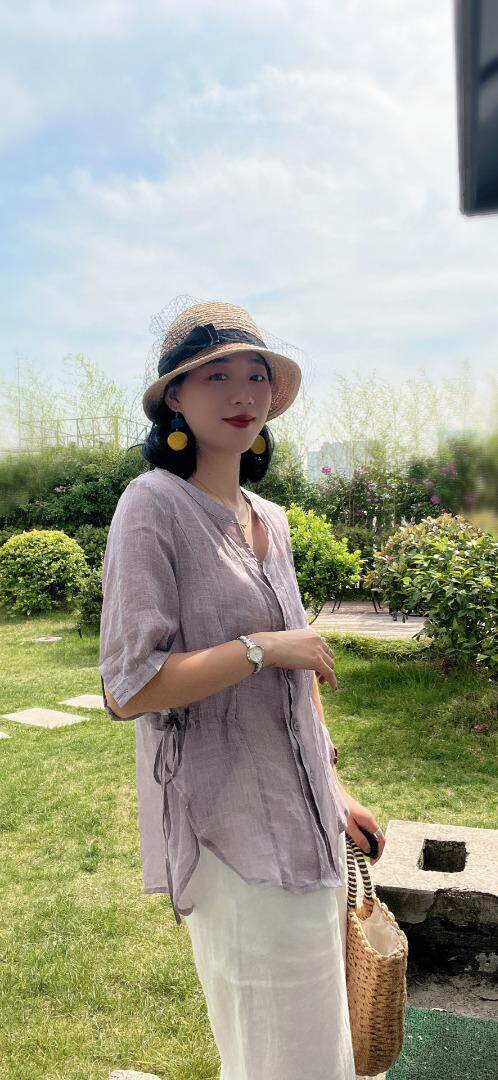 纯苎连衣裙小衫裤子裙子衬衣 时尚风 风淑女风休闲风，女装连衣裙，川哲