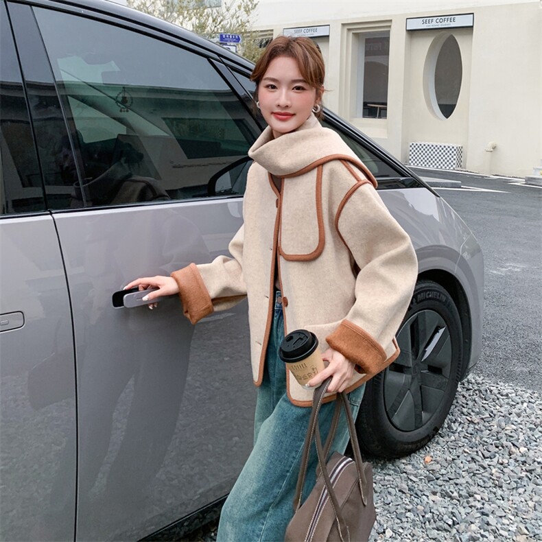 210-3289-P185-k2582025年冬季韩系围巾款小香风上衣2025新款,女装短外套,浙宝210（原浙宝191）