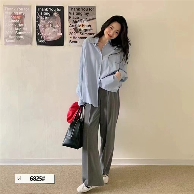 法式设计感小众蓝色不规则小特别叠穿衬衫长袖衬衣女,女装衬衫,牛米欧羽绒服工厂店