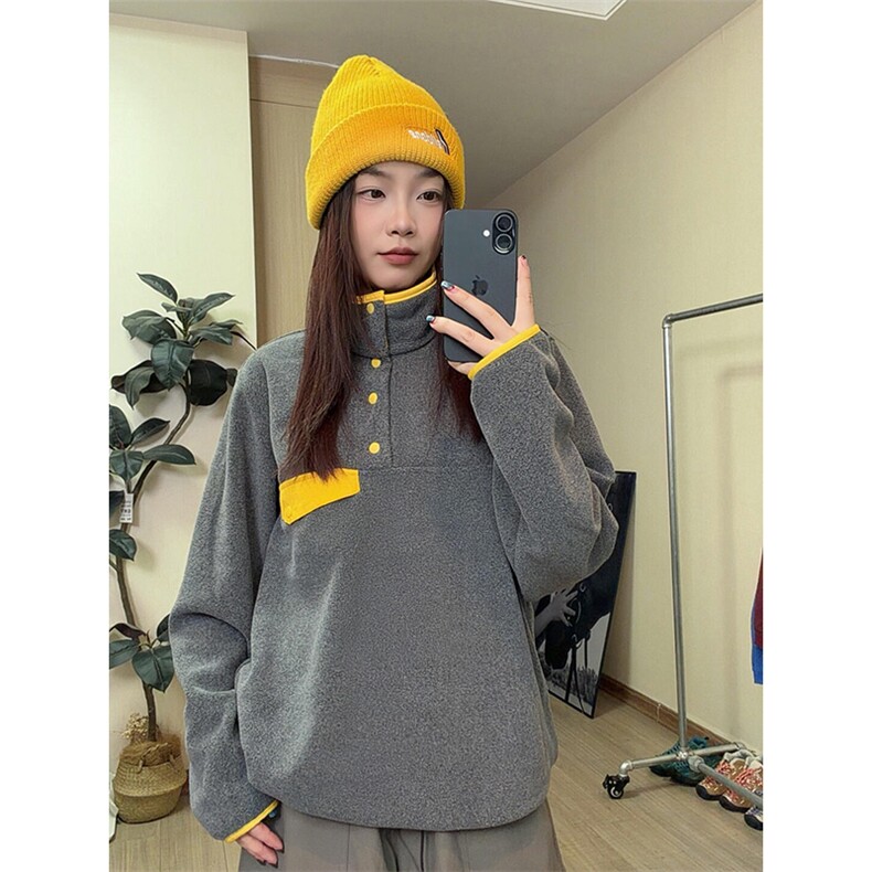 高品秋冬户外立领保暖撞色抓绒衣男女摇粒绒宽松卫衣A1122-P85,男装棉衣,星座1505