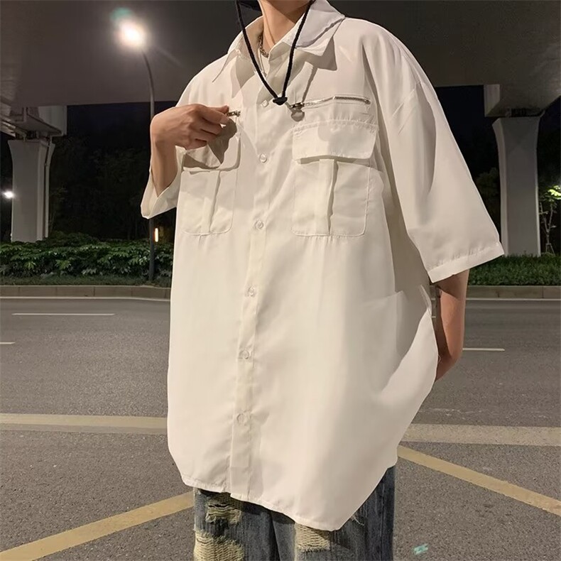 短袖衬衫男女夏季小众设计感拉链衬衫RC79 P36图片