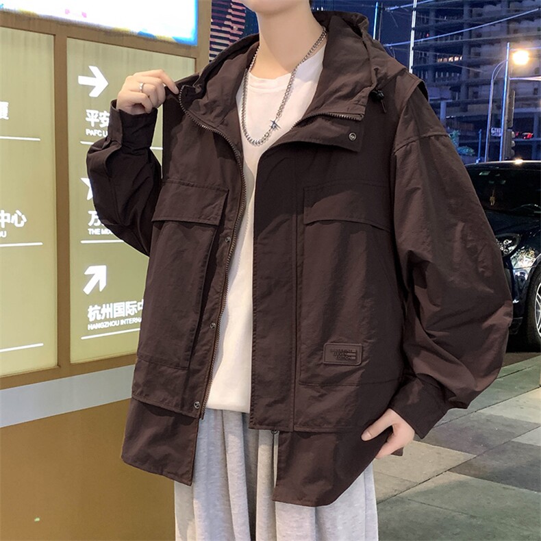 港风连帽冲锋衣情侣外套防风防水夹克男XY-JK2386-P110,男装夹克,星座717