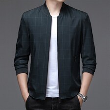 男士时尚百搭夹克2023新款春秋季中年商务棒球领休闲拉链外套潮，男装夹克，电商B212（原钱塘6029）