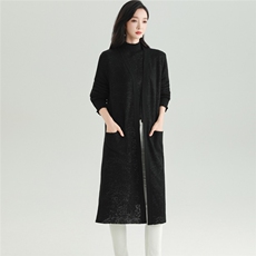 2025秋冬百搭时尚简约长袖高领连衣裙，女装连衣裙，雅之冉羊绒