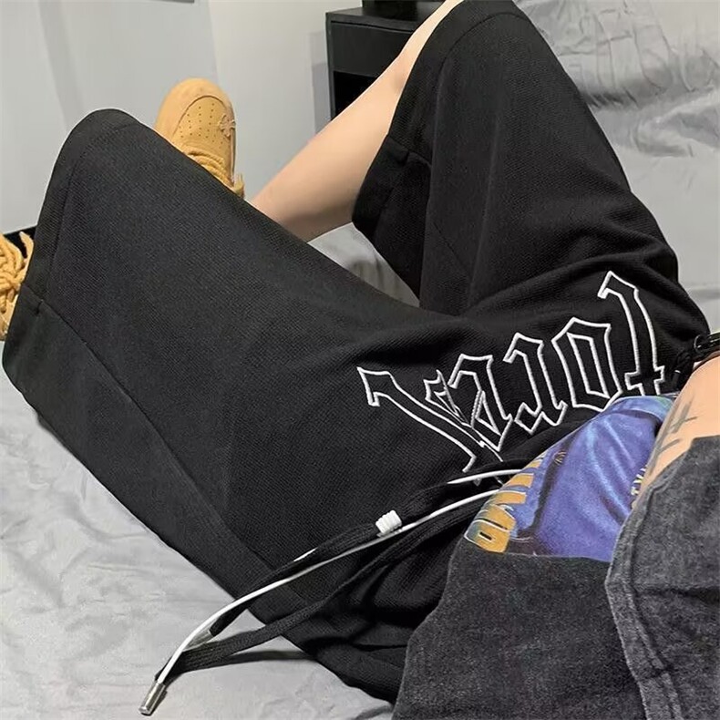 夏季新款美式短裤男潮牌薄款设计感小众宽松大码运动休闲五分裤子，男装牛仔裤，四季星座505