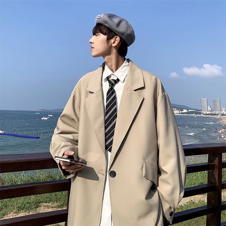 春秋季痞帅小西服外套男休闲宽松西装ins炸街港风帅气上衣F99-P52图片