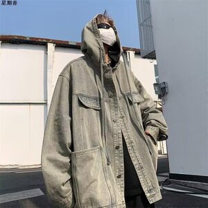 美式复古黄泥色牛仔外套男秋季新款痞帅高级感潮牌春秋夹克