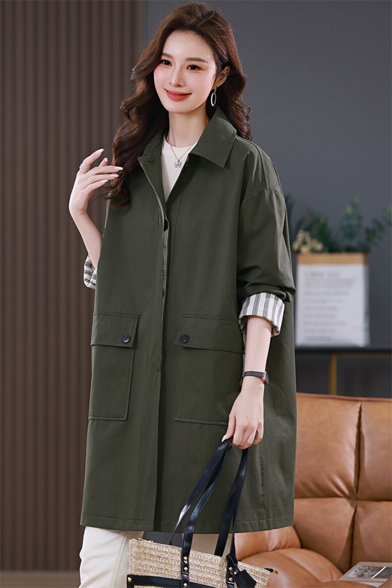 高端风衣女2025春秋季新款大码胖mm显瘦时尚休闲气质减龄大衣外套,女装风衣,江忆布依