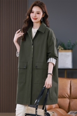 高端风衣女2025春秋季新款大码胖mm显瘦时尚休闲气质减龄大衣外套，女装风衣，江忆布依