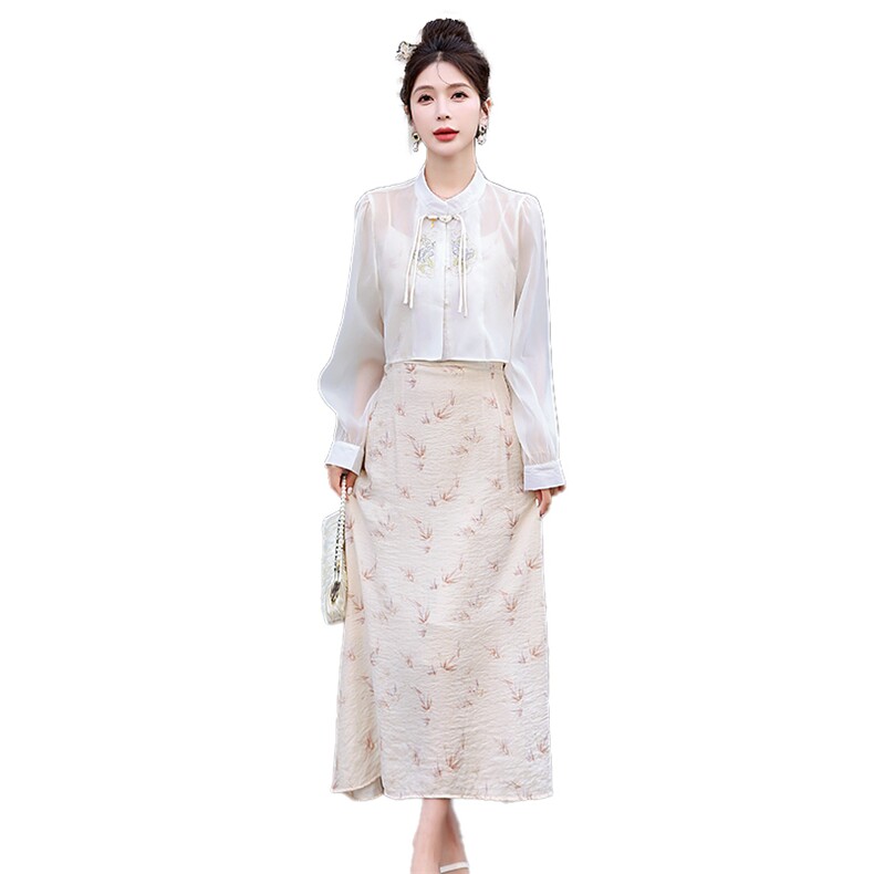 【现货】碎花连衣裙两件套2024夏季新款新中式套装裙,女装连衣裙,C位