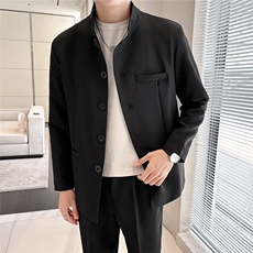 春款男西服立领中山装单排扣风外套大码S-5XLXZ18P60，男装西服，星座1013