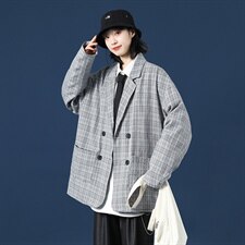 21春季港风格子西装男中性风西装女高品质现货DS-C407-XZ702-P75，女装西装，电商C323-1