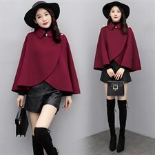 春秋小款呢子斗篷外套女短款2024秋冬新款韩版气质小个子毛呢披肩，女装毛呢外套，芷墨服饰