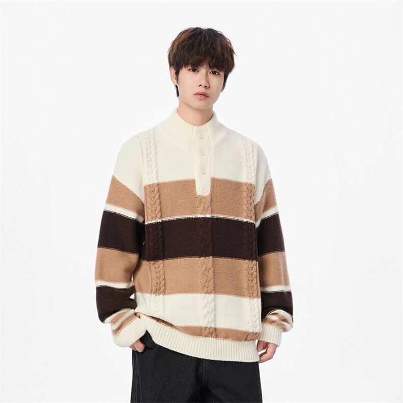 25729-P65年秋时尚半高领毛衣外套男士针织衫撞色内搭打底衫，男装T恤，电商D310B