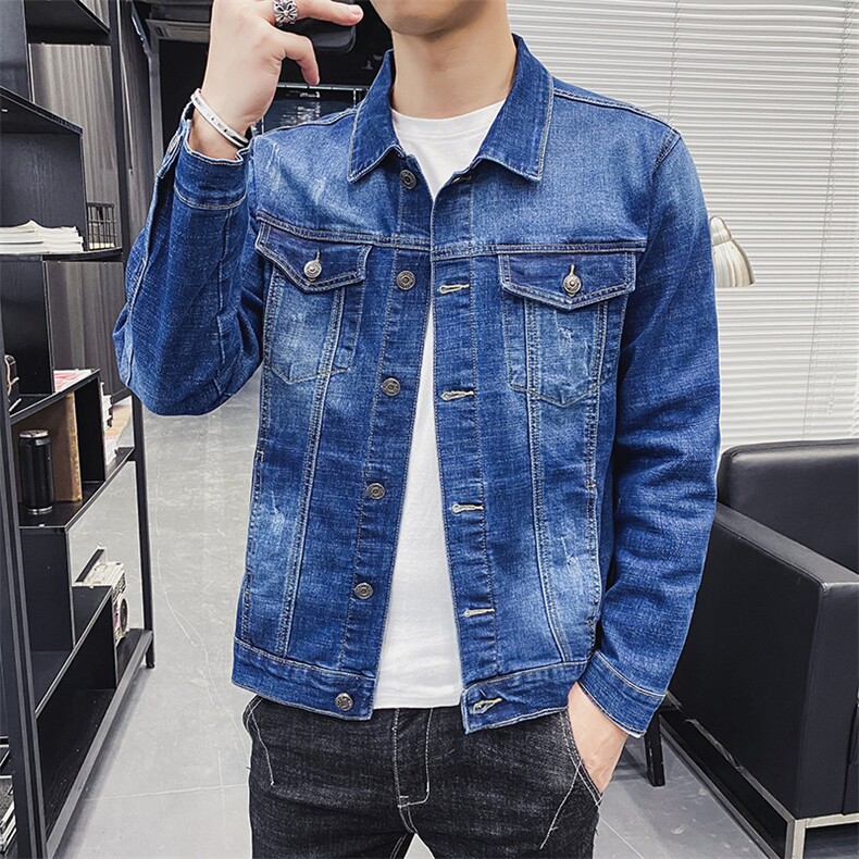 店主风牛仔外套男春秋季新款韩版潮流夹克男士休闲牛仔衣8198图片