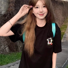 美式复古花卉刺绣t恤夏季新款宽松设计感小众休闲百搭上衣TS05，男装T恤，星座1116A（原606A-3）