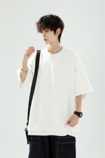 8XL-M特大码短袖男假两件五分袖高品质空气层宽松上衣DX321P35，男装T恤，电商D206-1