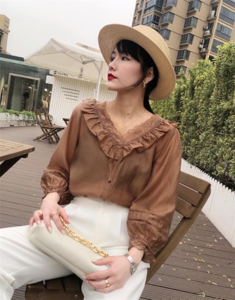 天丝蕾丝小衫，女装，依纤