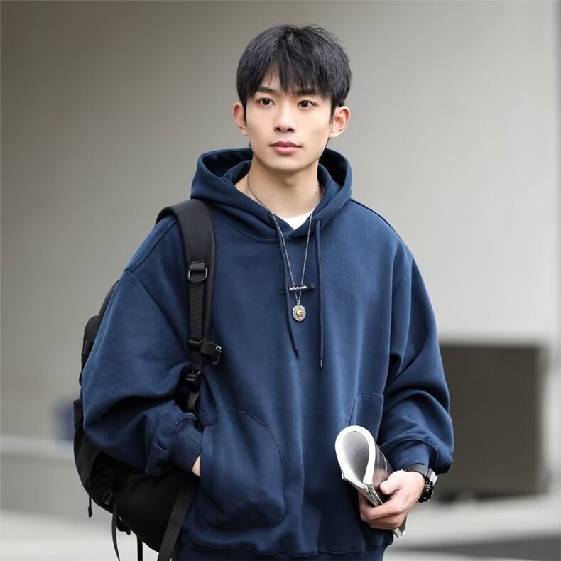 纯色重磅情侣装卫衣男2025新款潮牌春秋季上衣服男生连帽外套,女装短外套,星座1210-1