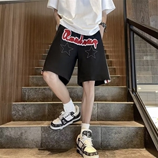 潮嘻哈高街美式短裤男女潮牌宽松运动拼接条纹五分裤DK0695-P33，男装休闲裤，星座308B-2