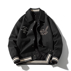 现货三色字母PU皮棒球服外套秋冬棉服带帽可拆卸，男装棉衣，电商A105