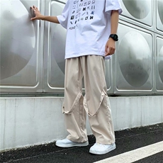 2023新款工装裤夏季薄款黑色宽松高腰直筒拖地阔腿裤K1051-P38，男装休闲裤，星座512-2
